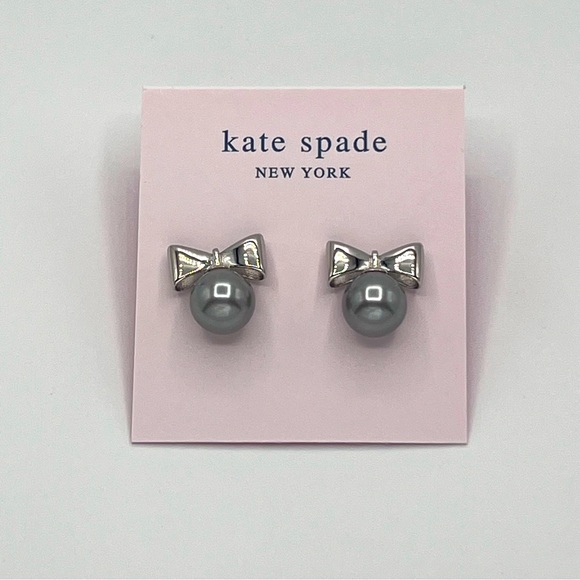 Kate Silver Bow & Pearl Earrings NWT - Picture 8 of 8